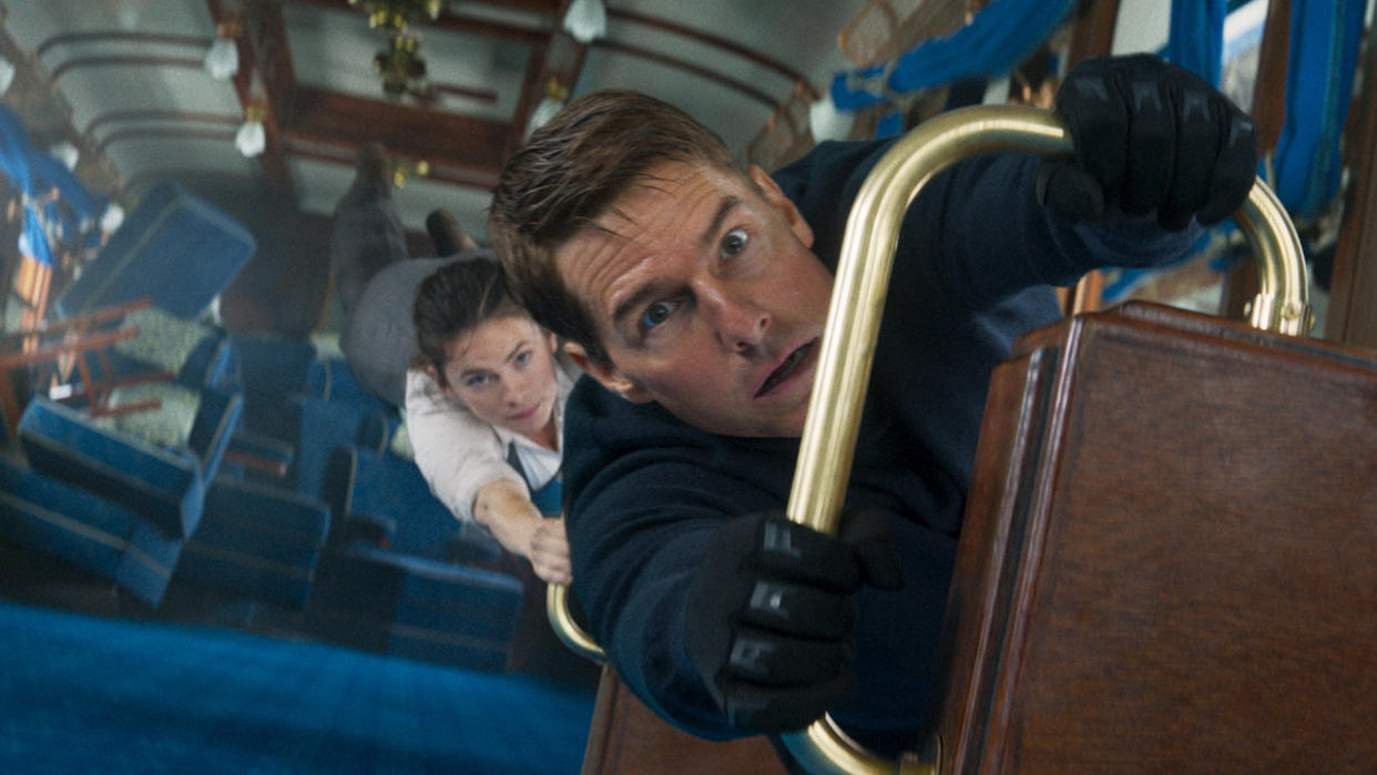  Ethan Hunt (Tom Cruise) and Grace (Hayley Atwell) in Mission: Impossible - Dead Reckoning Part 1. 