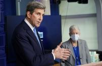 Kerry speaks about the climate at the White House in Washington