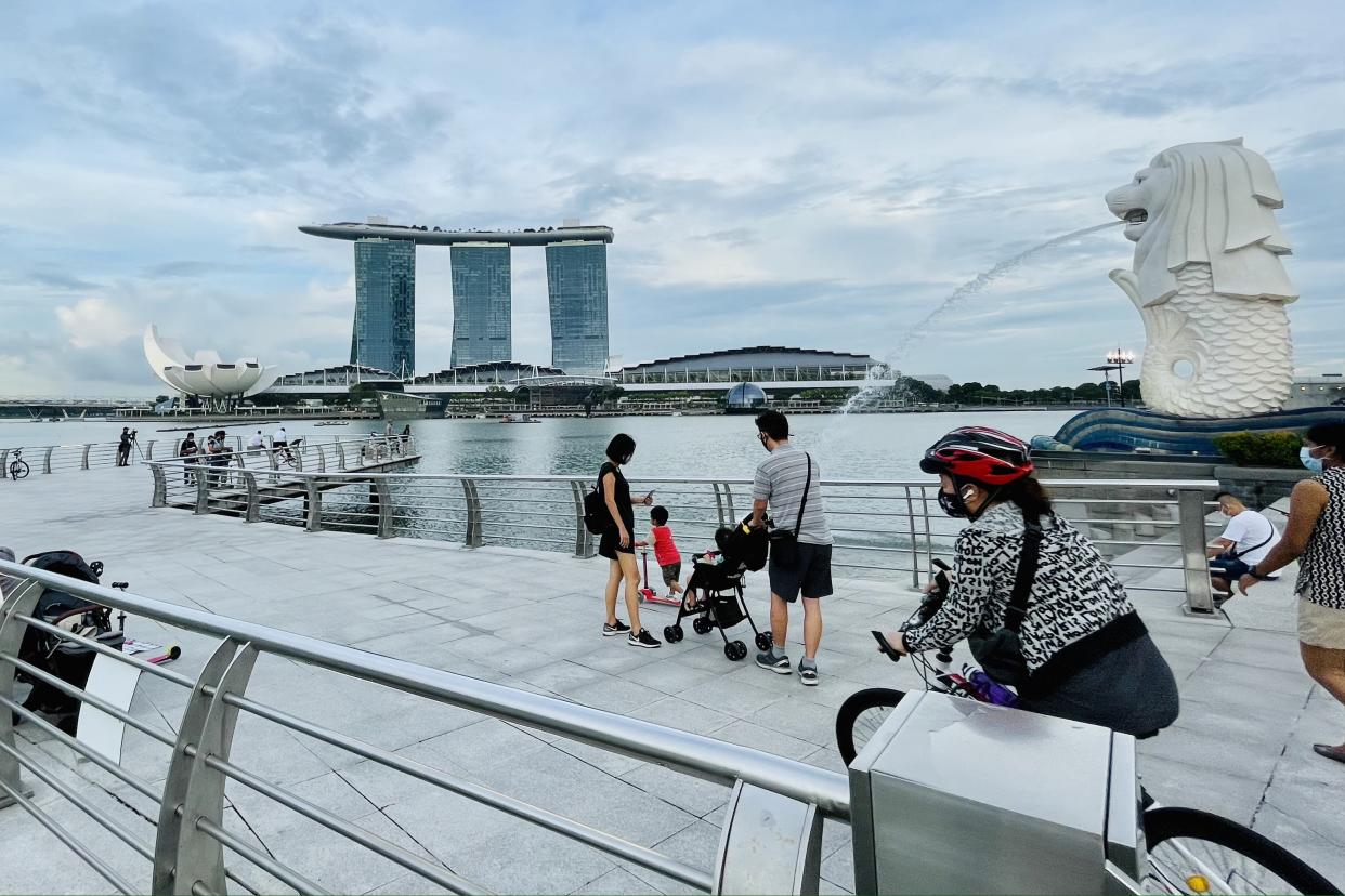 People seen at Merlion Park on 13 August. (PHOTO: Dhany Osman / Yahoo News Singapore)