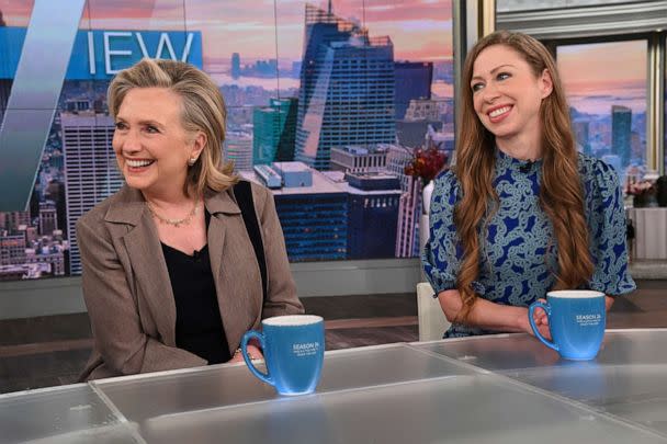 PHOTO: Former Secretary of State Hillary Clinton and Chelsea Clinton join 'The View' on Wednesday, Sept. 7, 2022. (ABC/Lorenzo Bevilaqua)