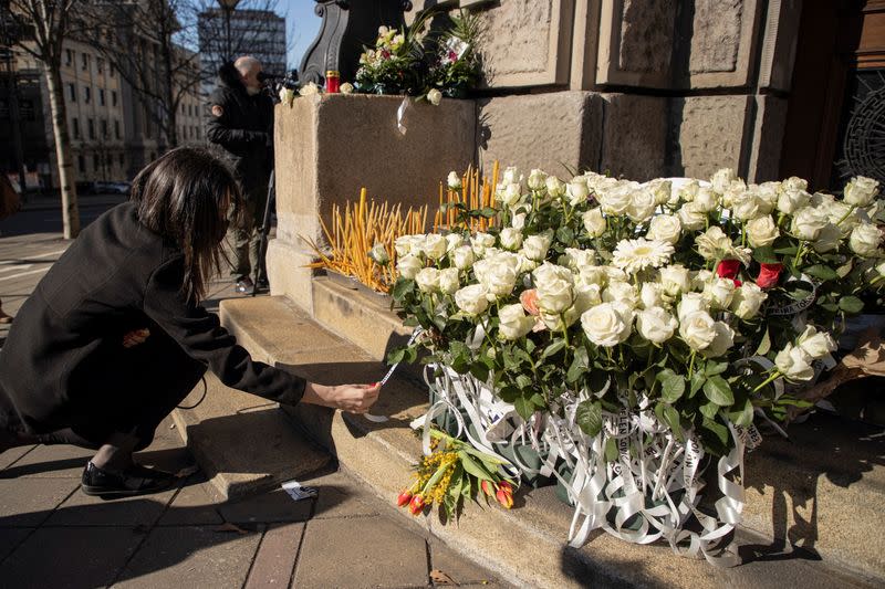 People pay respects to medical workers died from Covid19 in Belgrade