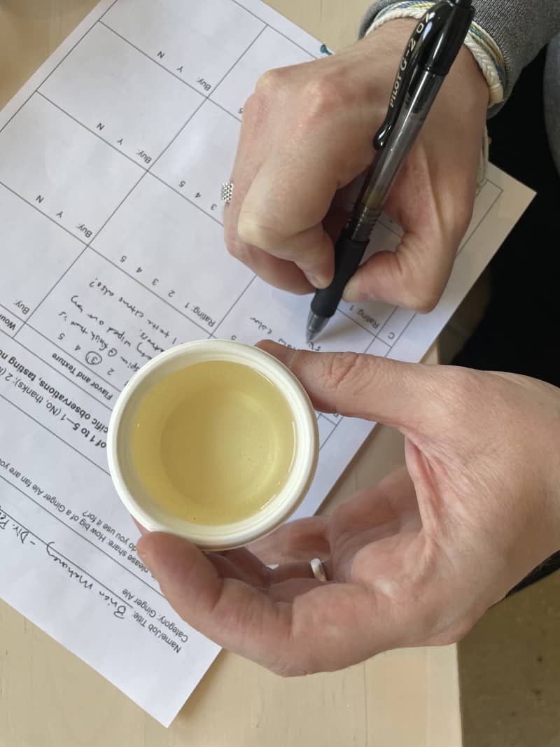 Ginger ale samples taste tested.