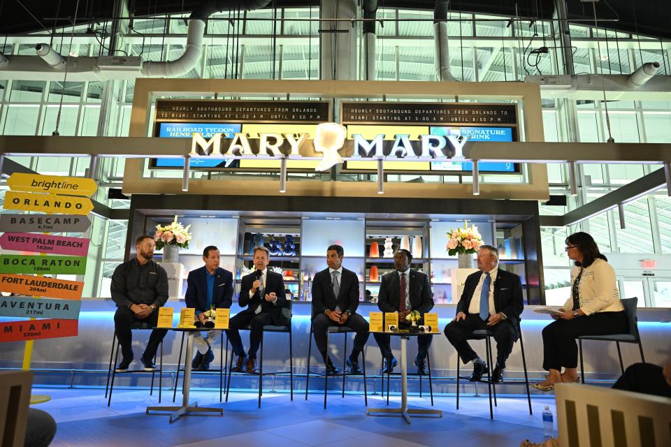 Mayors from Orlando, Orange County, Miami, Aventura and Palm Beach County join Brightline President Patrick Goddard for a mayoral roundtable to celebrate the completion of construction of Brightline Orlando.