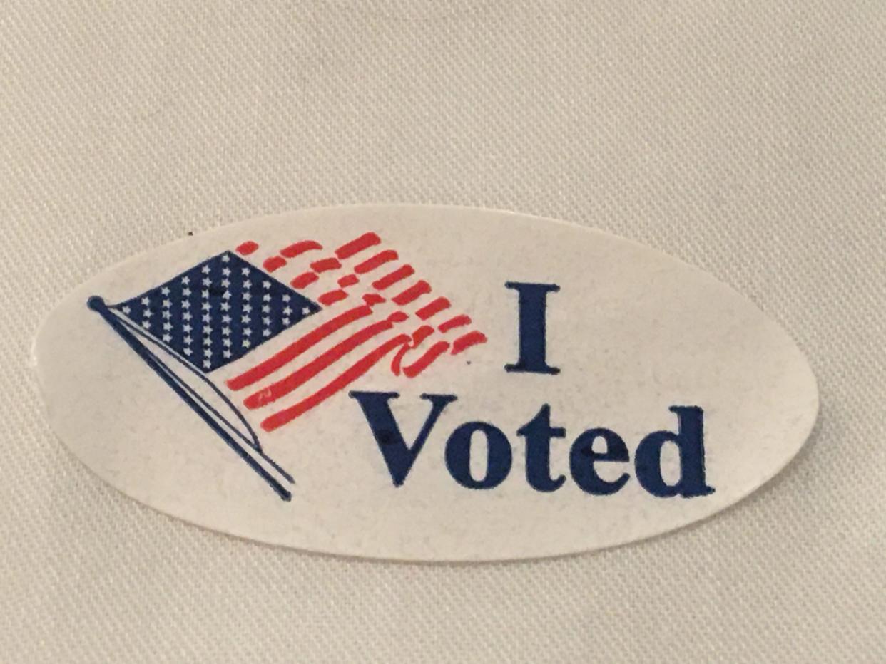 An "I Voted" sticker given to voters at Duval County polling sites