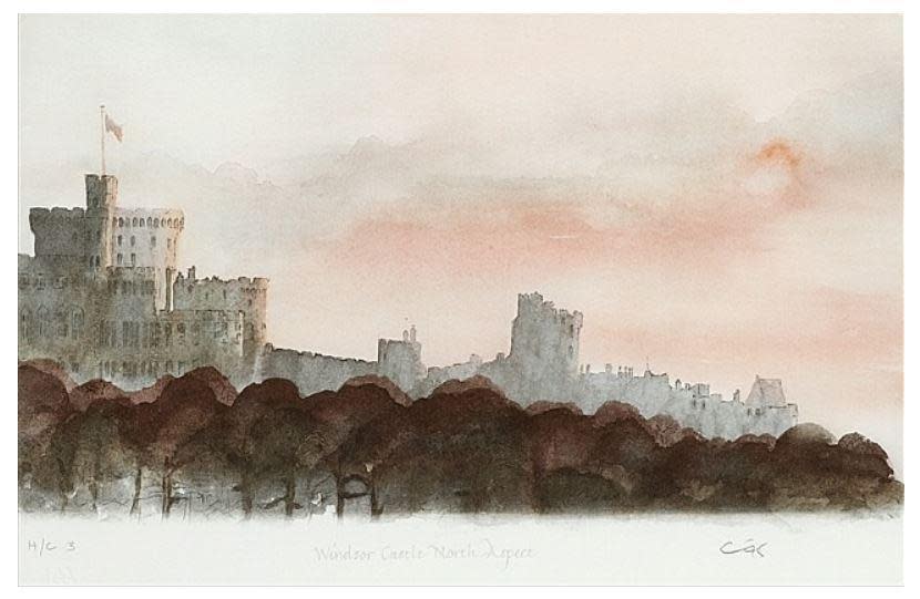 1995年畫的溫莎城堡北面。（Windsor Castle North Aspect, 1995，翻攝artnet.com）