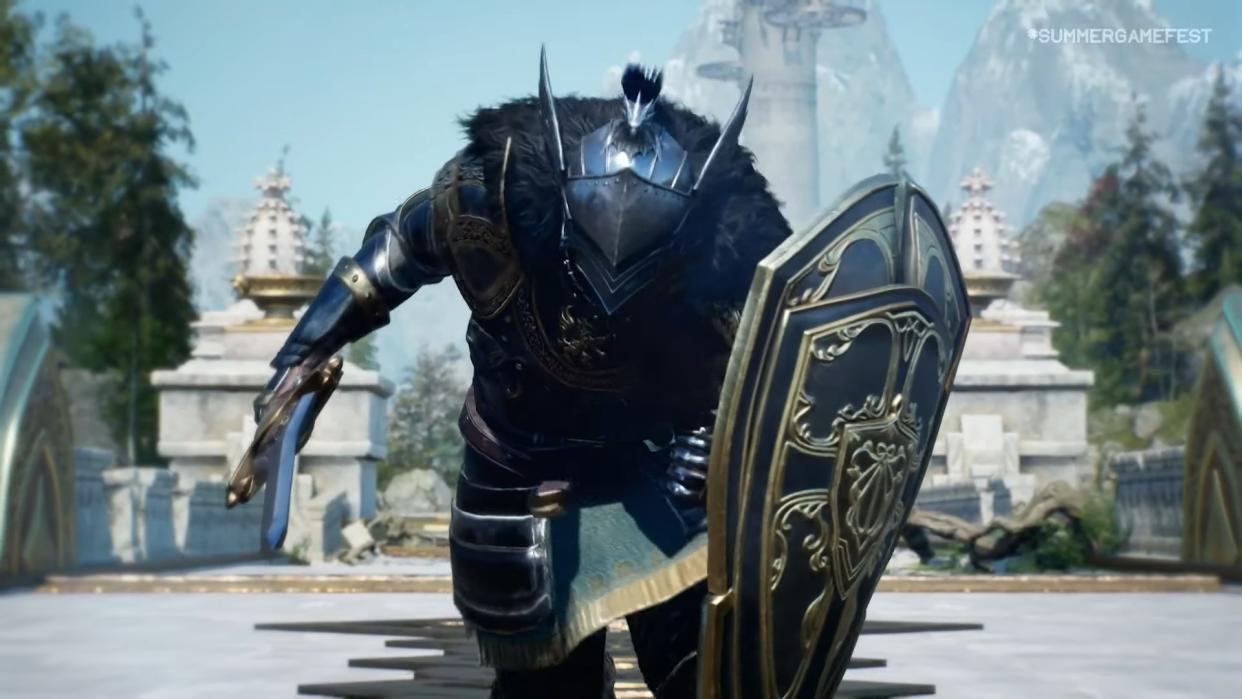  Throne and Liberty screenshot shows heavily armored fantasy enemy 