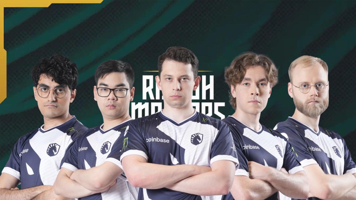 Team Liquid soundly swept Talon Esports in the lower bracket finals of the Dota 2 Riyadh Masters to advance to the tournament's Grand Finals against Team Spirit. Pictured: Team Liquid Insania, miCKe, Nisha, zai, Boxi. (Photos: Team Liquid, Gamers8)