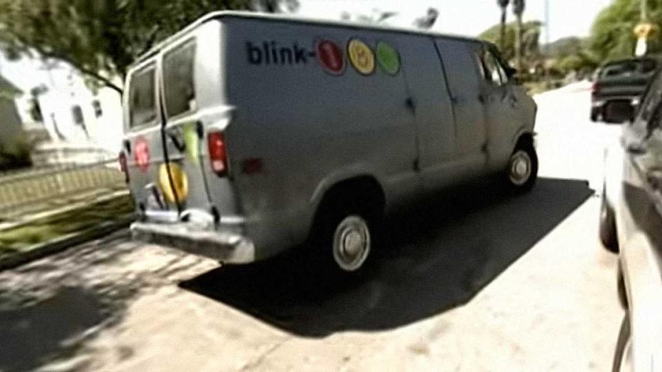 A van used by Blink-182 is seen in their music video for the 2001 song “Rock Show.” The van, which sat in a south Sacramento driveway for years, was recently sold to a Texas couple who is restoring it.