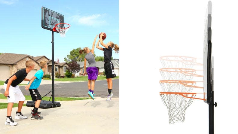 You can adjust the height of this hoop to accommodate players of all ages.