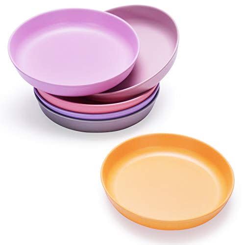 4) HM-tech Bamboo Kids Plates (Set of 6)