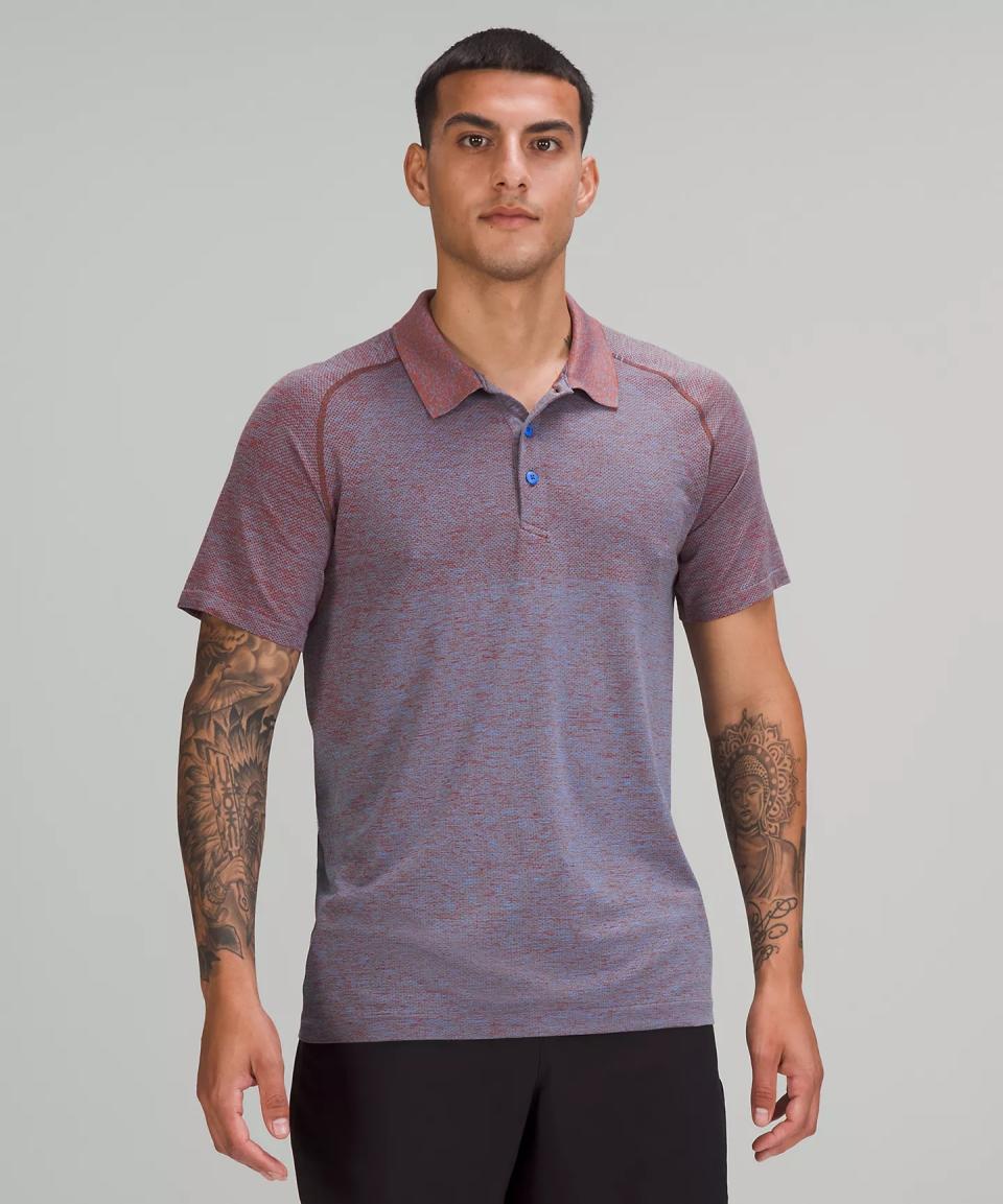 Lululemon's Date Brown/Blue Nile Metal Vent Tech Polo Shirt 2.0