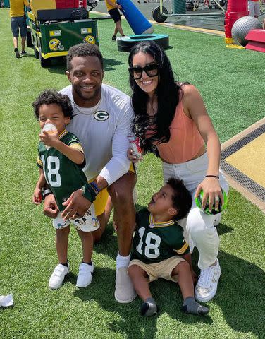 <p>Randall Cobb/ Instagram</p> Randall Cobb and his wife Aiyda with their two kids, sons Cade and Caspian.