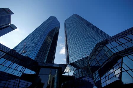 FILE PHOTO: The headquarters of Deutsche Bank is pictured in Frankfurt, Germany, March 19, 2018. REUTERS/Ralph Orlowski/File Photo