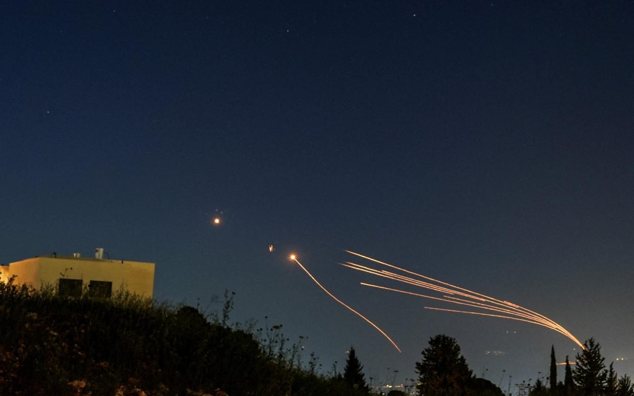 Israel's Iron Dome anti-missile system in action during the barrage