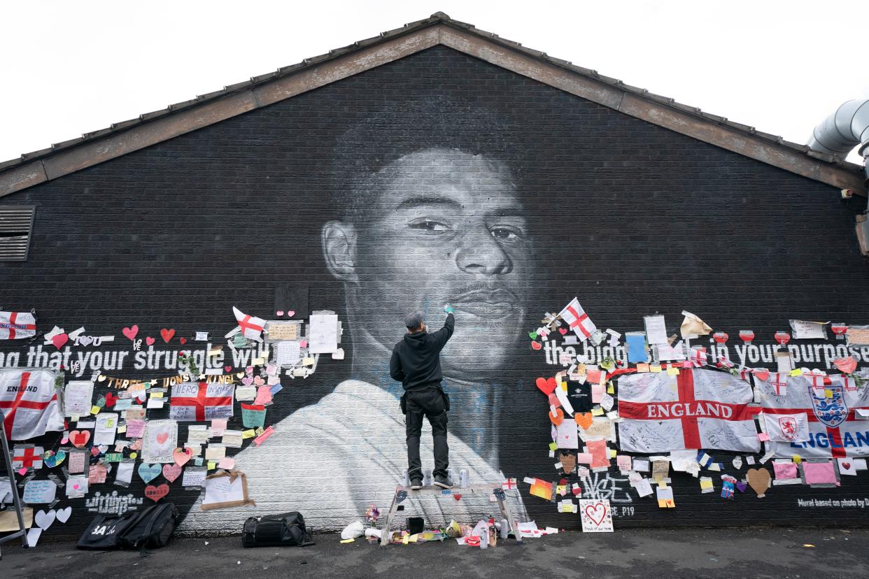 Outpouring of support for Marcus Rashford as mural is restored (AP)