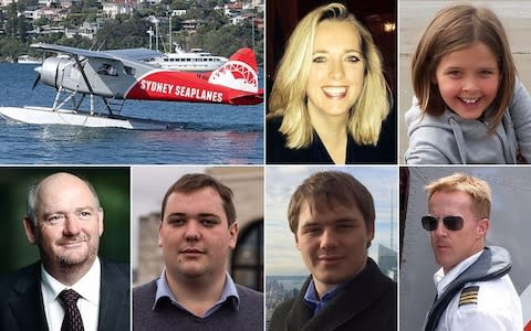 Clockwise from top right: Emma Bowden; Heather Bowden; pilot Gareth Morgan; Eddie Cousins; Will Cousins and Richard Cousins - Credit: AAP