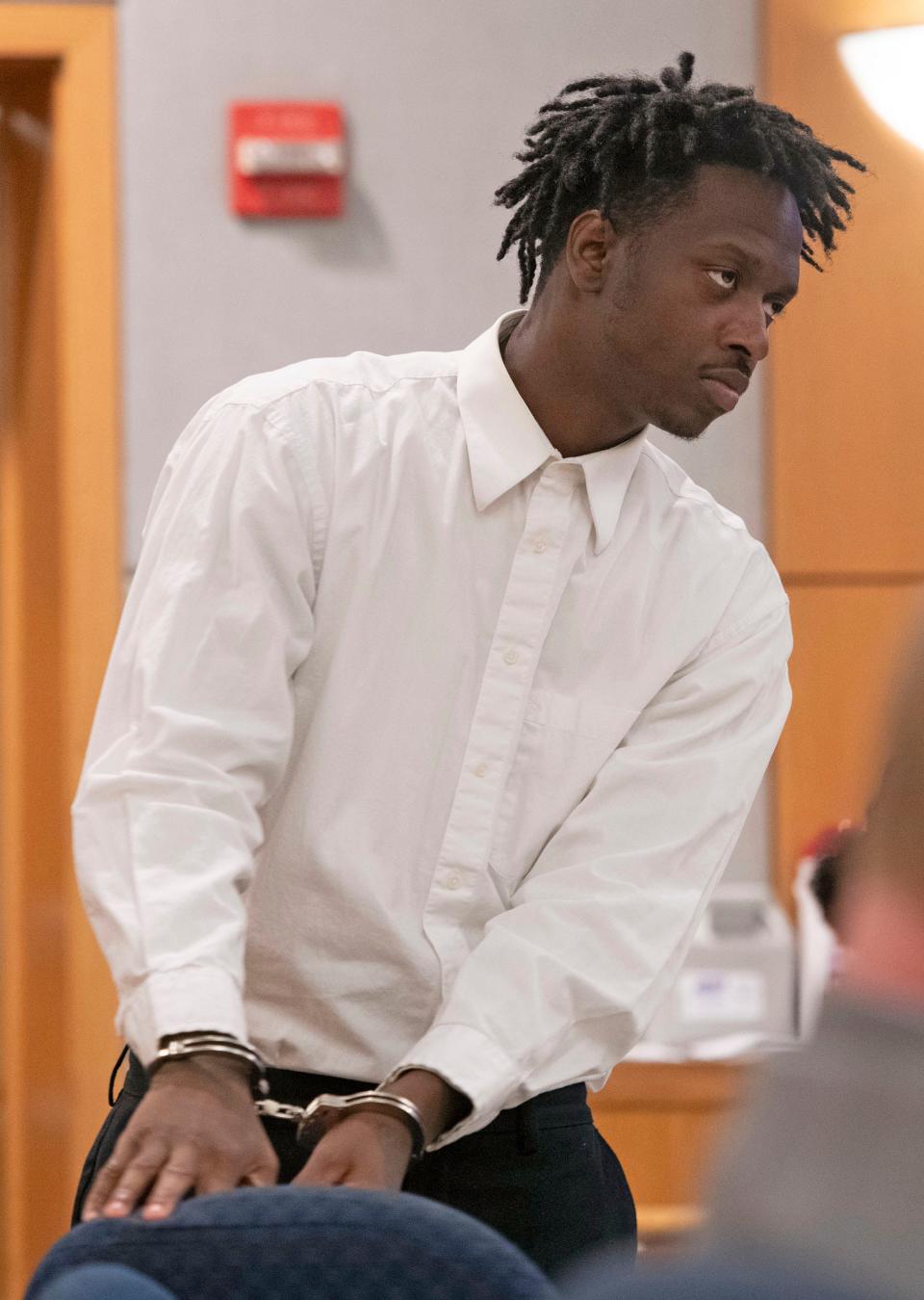 Da'quavion Snowden sits in court on Thursday, July 18, 2023. Snowden was convicted of first-degree premeditated murder in the July 1, 2021, death of Ladarius Clardy.