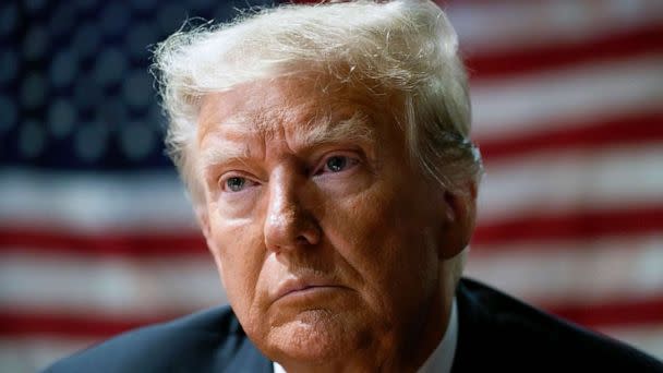 PHOTO: Former President Donald Trump speaks with supporters at the Westside Conservative Breakfast, on June 1, 2023, in Des Moines, Iowa. (Charlie Neibergall/AP)