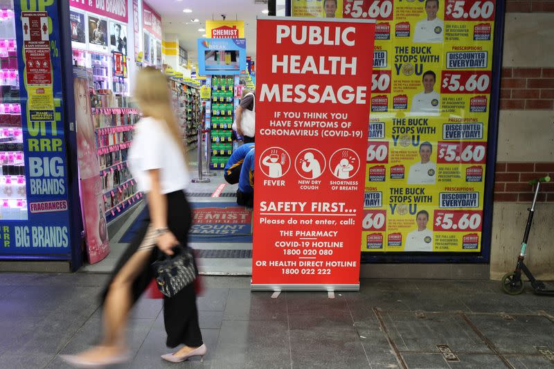 A sign with instructions about the coronavirus is pictured following the implementation of stricter social-distancing and self-isolation rules to limit the spread of the coronavirus disease (COVID-19) in Sydney