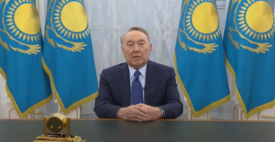 ▲哈薩克前總統納扎爾巴耶夫（Nursultan Nazarbayev）自國內示威抗議以來首度出面對國民談話。（圖／翻攝自YouTube）