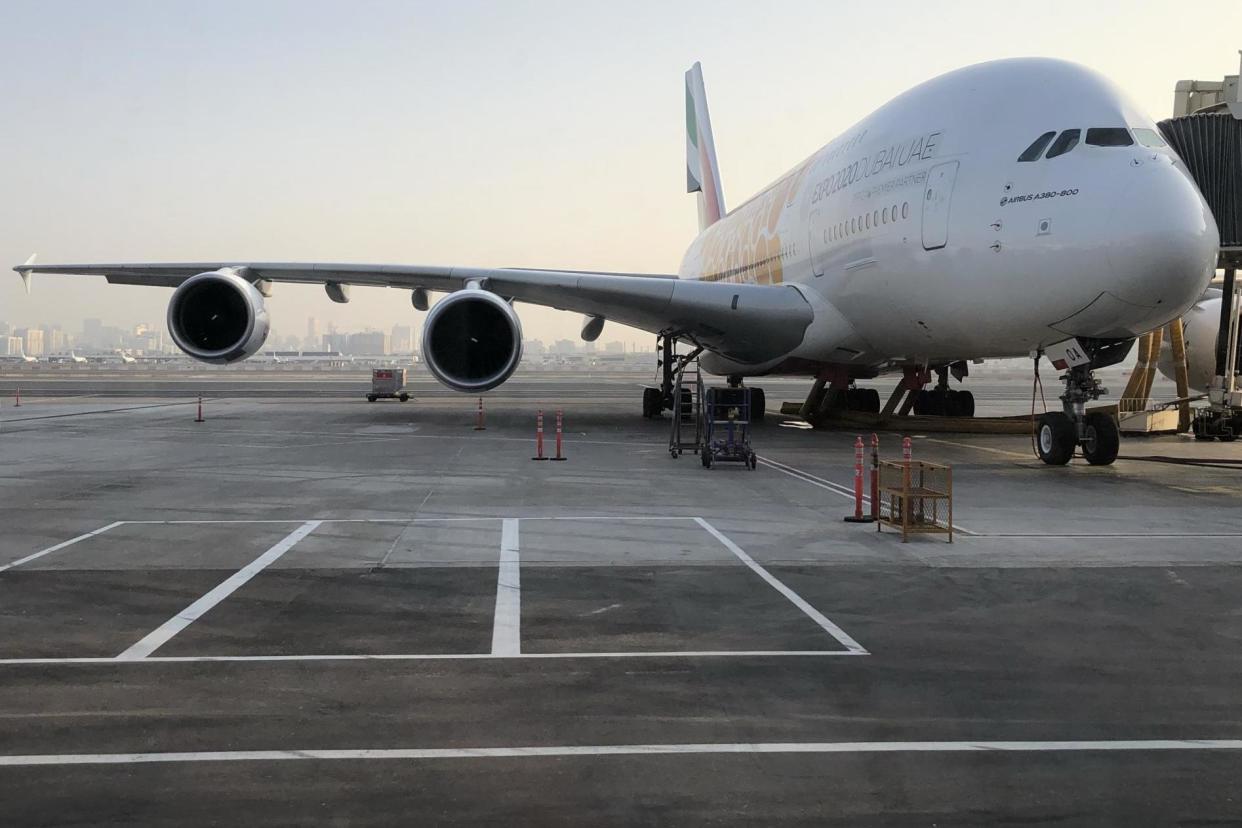 Extra large: the world's biggest passenger plane, the Airbus A380, at Dubai International: Simon Calder