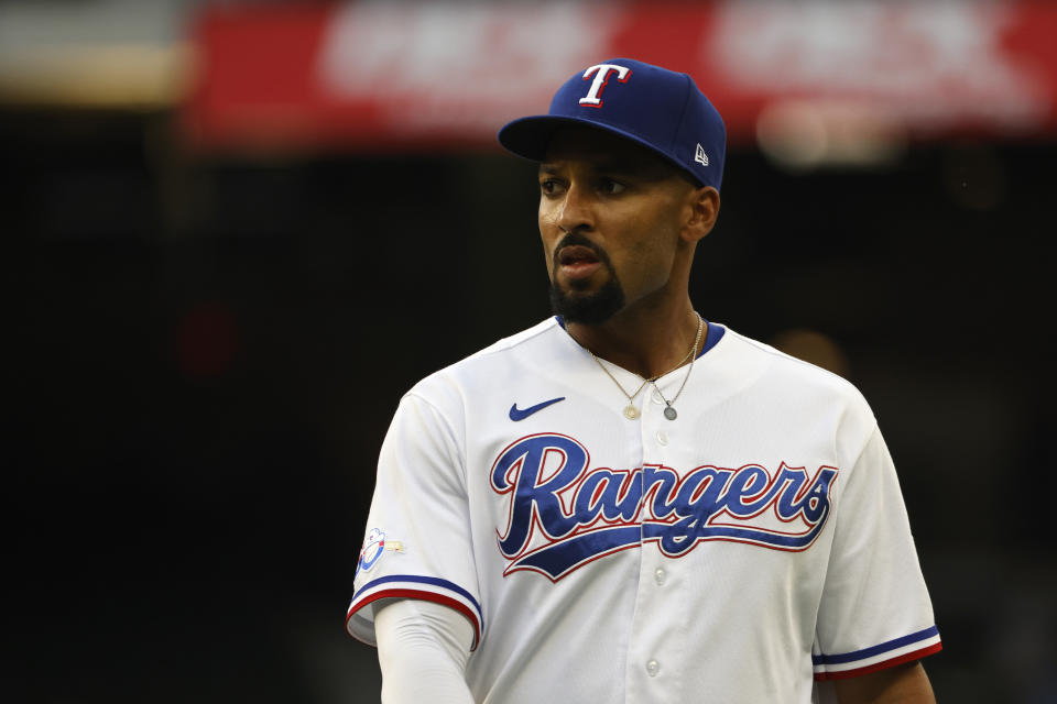 Marcus Semien #2 of the Texas Rangers has been a fantasy bust thus far