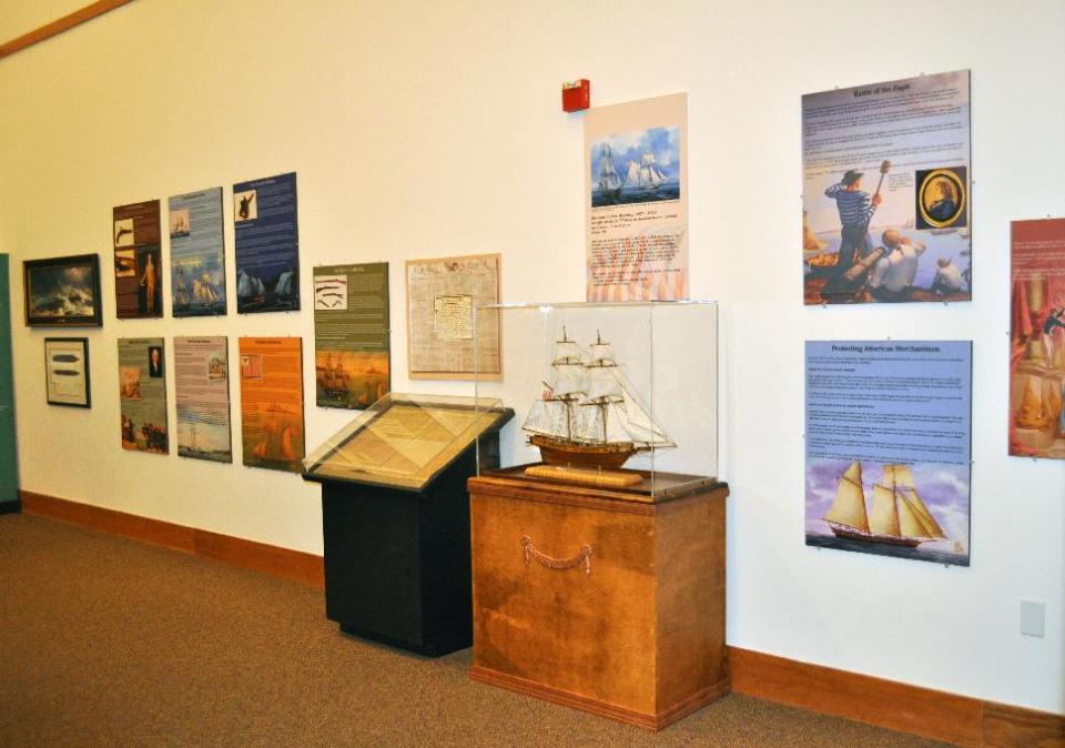 This image provided by the NC Maritime Museums shows an exhibit that opened in July 2013 at the Graveyard of the Atlantic Museum on Hatteras Island, N.C., on the role of a ship called the Cutter Mercury in the War of 1812. Admission to the museum is free. (AP Photo/NC Maritime Museums)