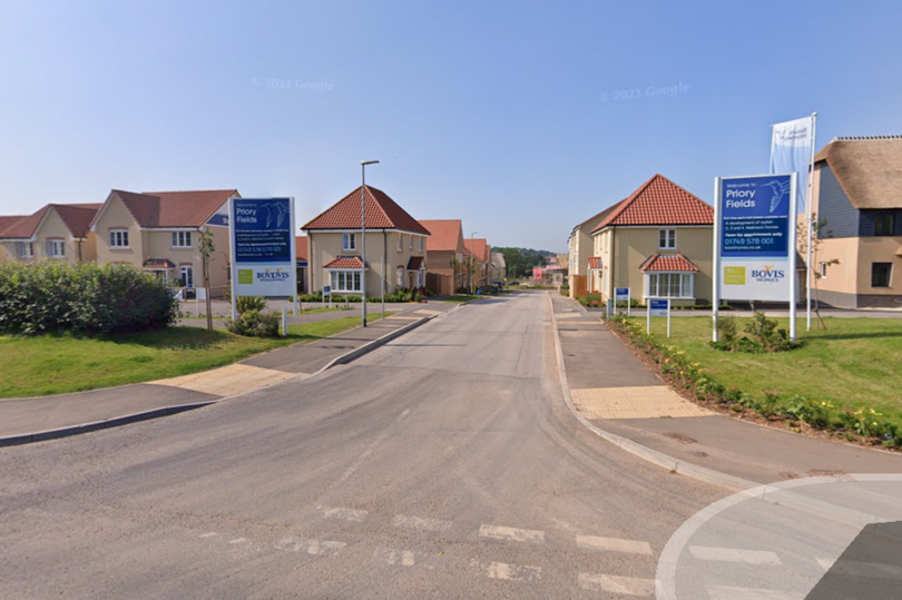 Entrance to the Priory Fields development on Wookey Hole Road in Wells