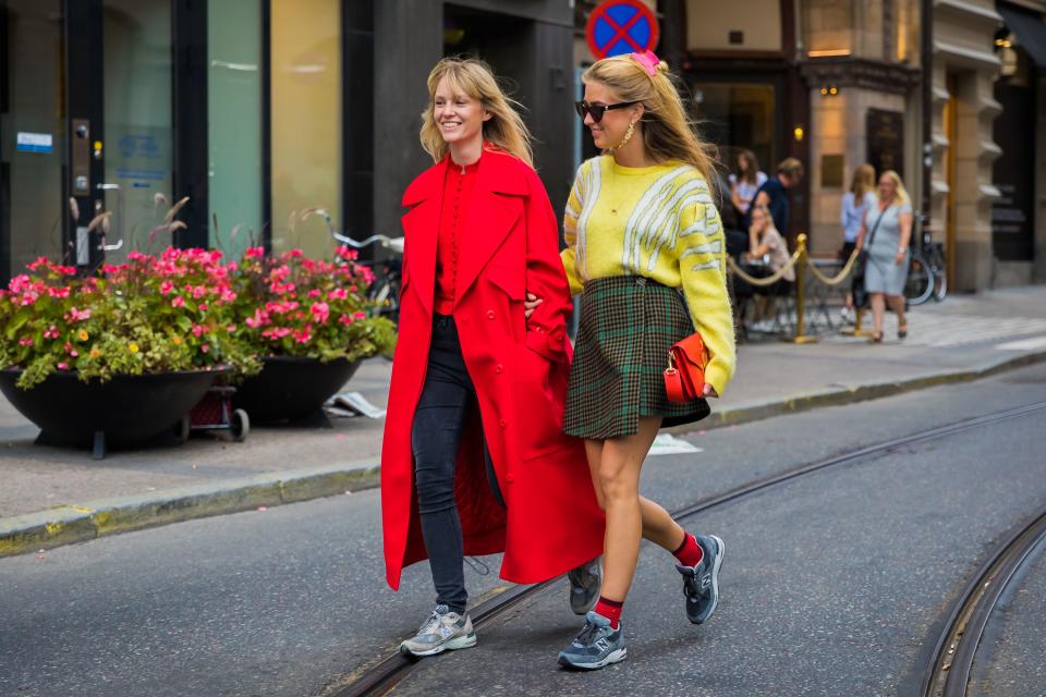 Jeanette Friis Madsen and Emili Sindlev wearing a JW Anderson bag