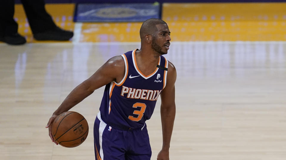 Chris Paul的加盟讓鳳凰城太陽再進化。（AP Photo/Ashley Landis）