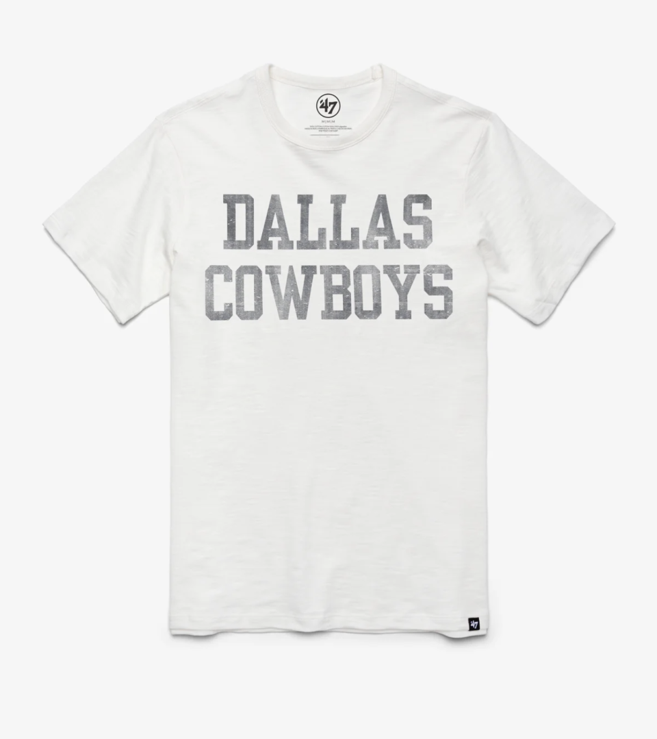 <p><a href="https://go.redirectingat.com?id=74968X1596630&url=https%3A%2F%2Fwww.47brand.com%2Fproducts%2Fdallas-cowboys-grit-wordmark-scrum-t-mens&sref=https%3A%2F%2Fwww.countryliving.com%2Fshopping%2Fgifts%2Fg44654436%2Ftop-christmas-gift-ideas%2F" rel="nofollow noopener" target="_blank" data-ylk="slk:Shop Now;elm:context_link;itc:0;sec:content-canvas" class="link ">Shop Now</a></p><p>'47 Dallas Cowboys T-Shirt </p><p>47brand.com</p><p>$3.00</p><span class="copyright">47</span>