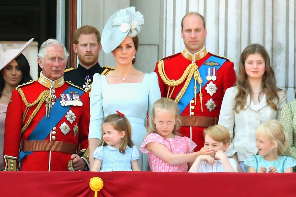 <p>Savannah Phillips (daughter of William's cousin Peter Phillips) and Prince George had a cheeky streak in 2018 when they clearly had a case of the giggles. Savannah was seen <a href="https://people.com/royals/trooping-the-colour-best-moments-royal-family/?slide=fe3c0dfd-82d5-4cde-be6c-589d885c6ecd#fe3c0dfd-82d5-4cde-be6c-589d885c6ecd" rel="nofollow noopener" target="_blank" data-ylk="slk:shushing Prince George;elm:context_link;itc:0;sec:content-canvas" class="link ">shushing Prince George</a>, even placing her hand over his mouth. </p>