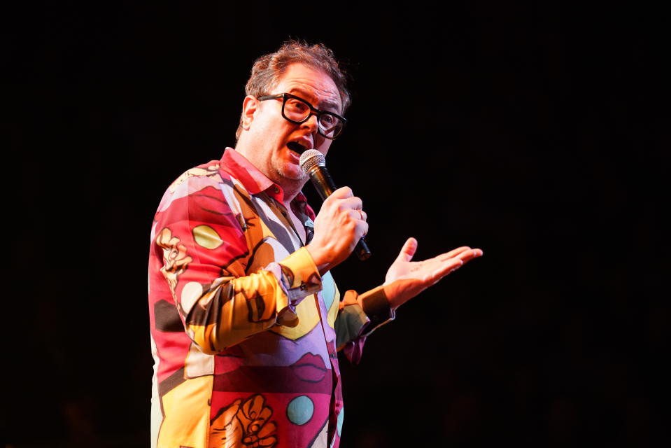 Alan Carr on stage during An Evening of Comedy for the Teenage Cancer Trust, at the Royal Albert Hall, London. Picture date: Tuesday March 21, 2023. (Photo by James Manning/PA Images via Getty Images)