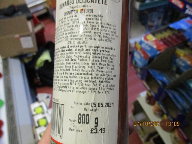 The sausage 155 days out of date found for sale at Local Mini Market in Bradford. (SWNS)