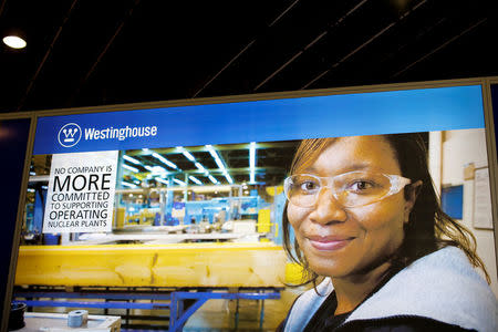 FILE PHOTO: The logo of the American company Westinghouse is pictured in Le Bourget, near Paris October 14, 2014. REUTERS/Benoit Tessier/File Photo