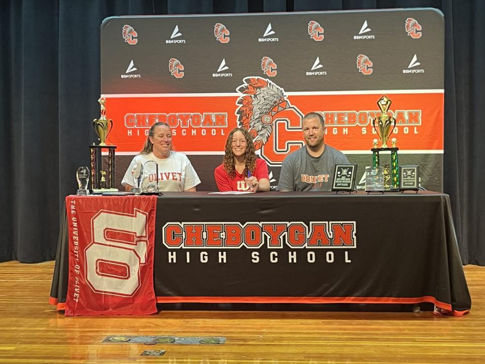 Cheboygan senior Emily Clark signed to play for the University of Olivet women's golf program during a ceremony at her high school on Wednesday.
