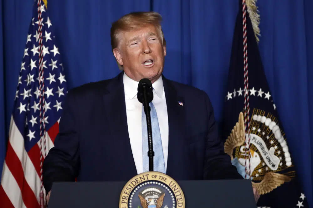 President Donald Trump speaks at his Mar-a-Lago estate on Jan. 3, 2019, in Palm Beach, Fla. (AP Photo/ Evan Vucci)