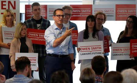 Britain's opposition Labour Party leadership candidate Owen Smith speaks at a rally at the Headingley stadium in Leeds, England, July 28, 2016. REUTERS/Andrew Yates