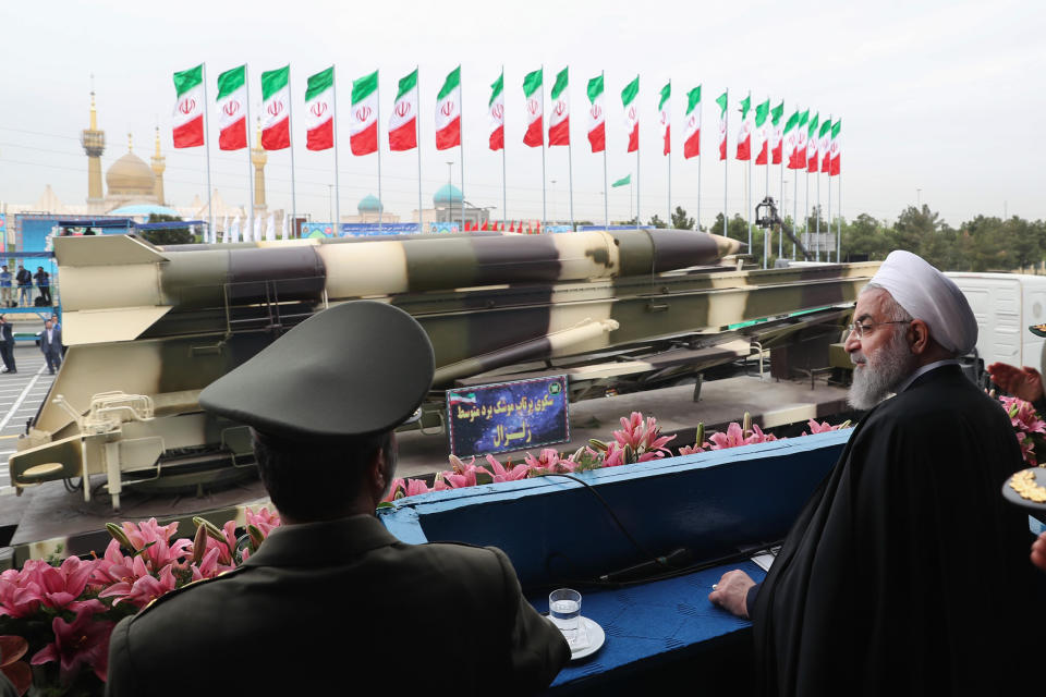 Iranian President Hassan Rouhani attends military parade in Tehran, Iran (Iranian Presidency / Anadolu Agency via Getty Images file)