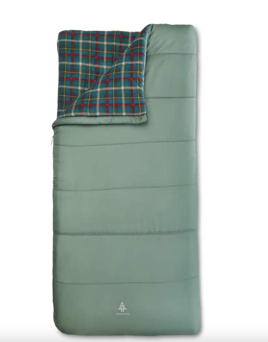 Woods Canmore Cotton Flannel Lined Insulated Cold Weather Sleeping Bag (Photo via Canadian Tire)