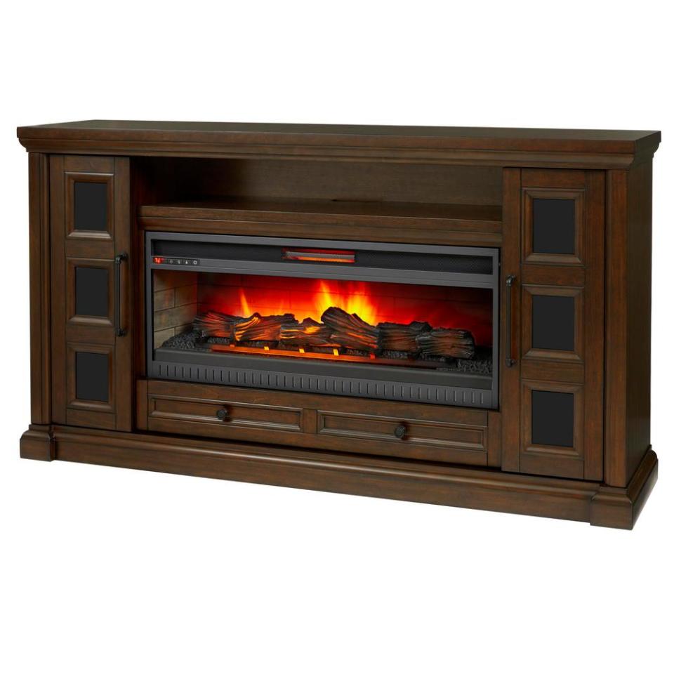 Home Decorators Collection Cecily rich brown cherry media console with electric fireplace
