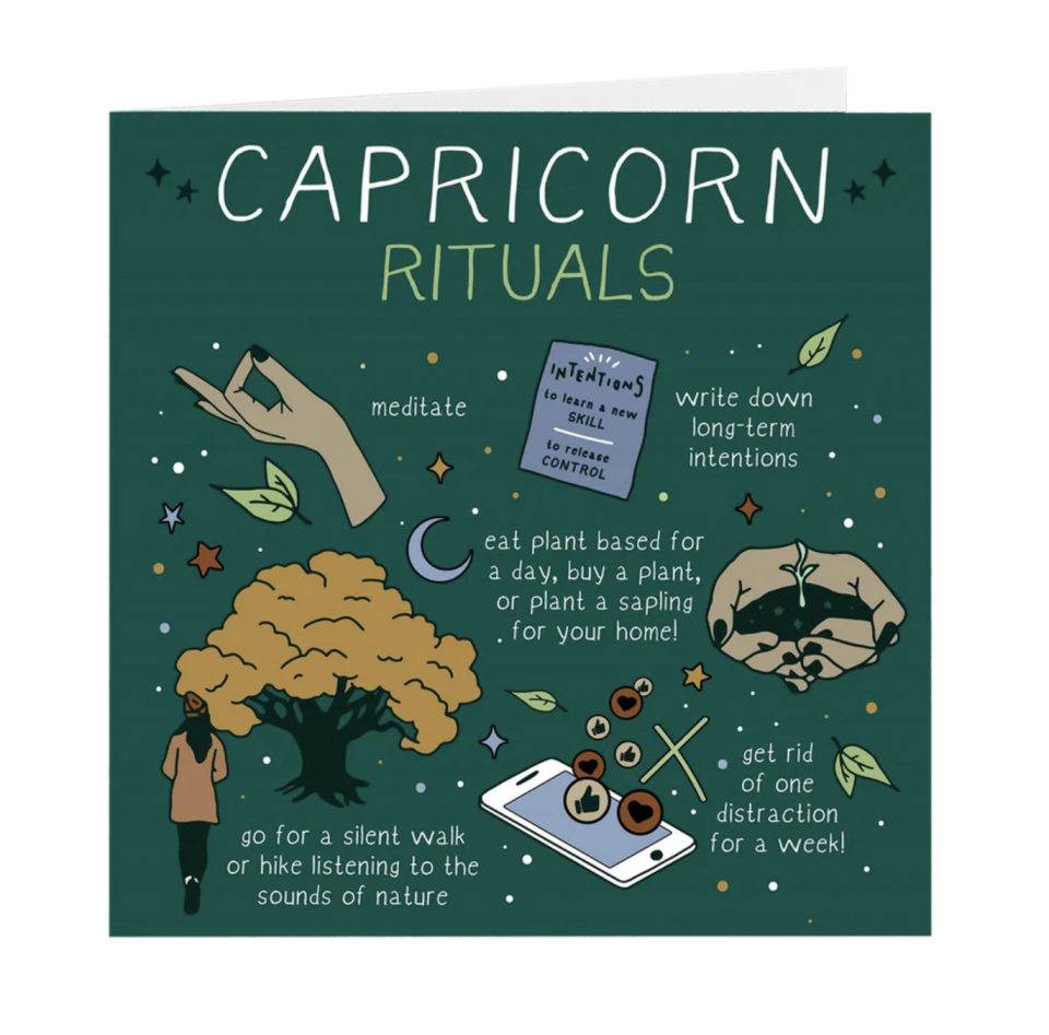 <p><a href="https://www.spiritdaughter.com/collections/marketplace/products/capricorn-rituals-greeting-card" rel="nofollow noopener" target="_blank" data-ylk="slk:Shop Now;elm:context_link;itc:0;sec:content-canvas" class="link ">Shop Now</a></p><p>Capricorn Rituals Greeting Card</p><p>$5.00</p><p>spiritdaughter.com</p>