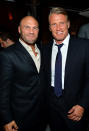 Randy Couture and Dolph Lundgren at the Los Angeles premiere of "the Expendables 2" on Auguest 15, 2012.