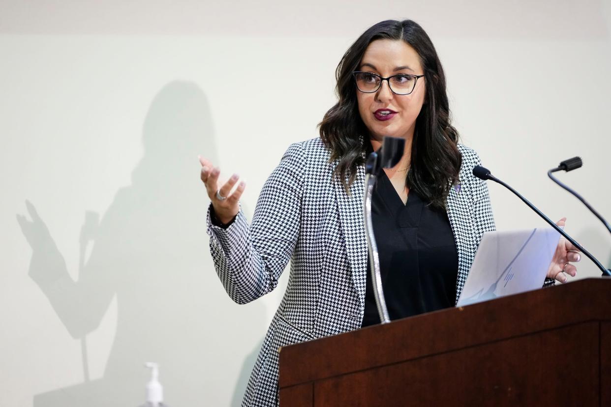In a Dispatch file photo, Rena Shak, director of Columbus' Office of Violence Prevention, speaks at a September 2023 roundtable discussion also held at the Columbus Public Health auditorium.