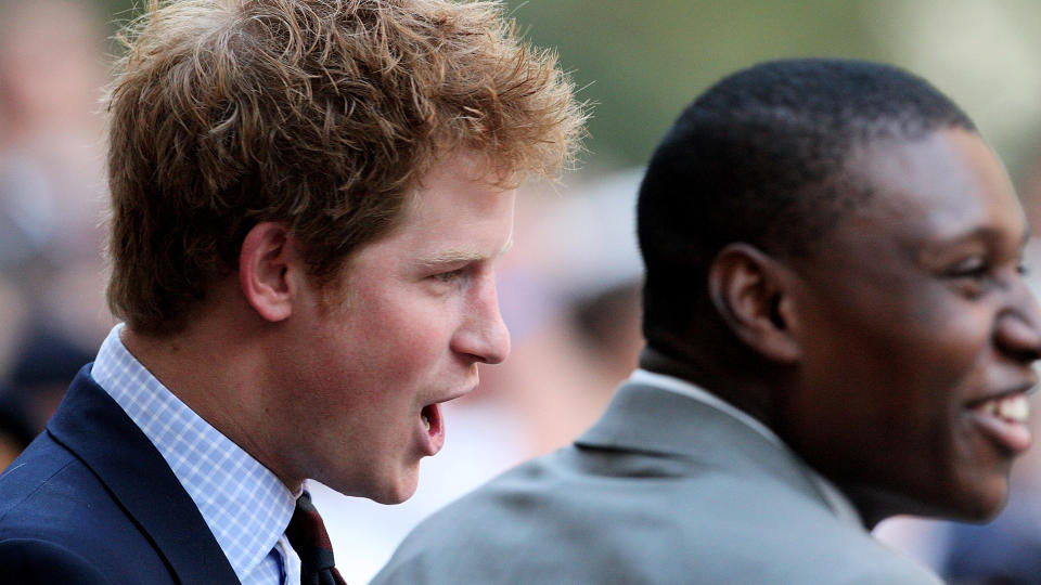 Prince Harry with Ben McBean at 'The City Salute' hosted by the City of London at St Paul's Cathedral on May 7, 2008. [Photo: Getty]