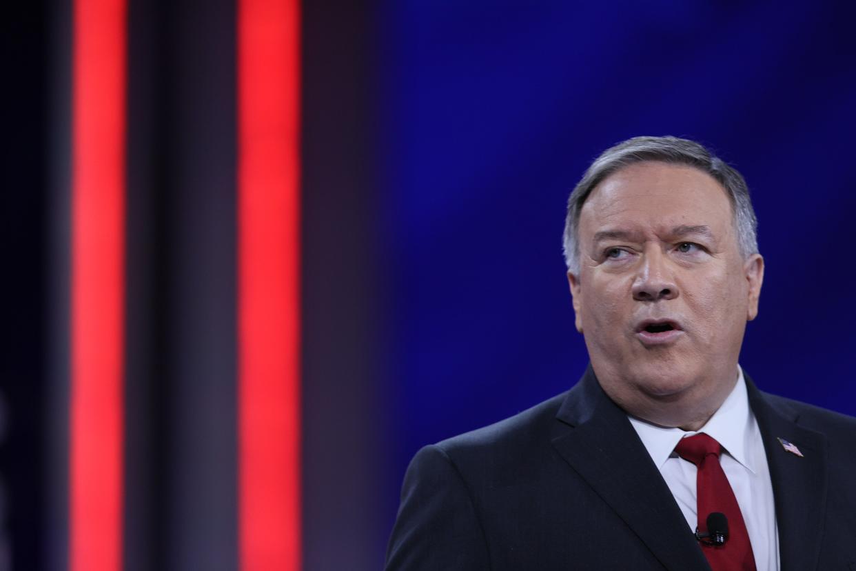 <p>Former U.S. Secretary of State Mike Pompeo addresses CPAC February 27, 2021 in Orlando, Florida. </p> ( (Photo by Joe Raedle/Getty Images))