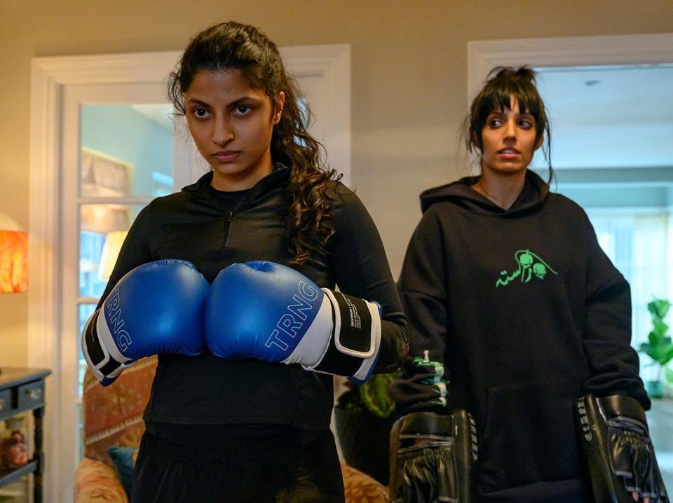 Priya Kansara and Ritu Arya in "Polite Society"