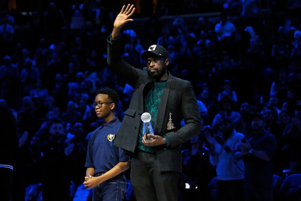 Retired NBA player Luol Deng received the Sports Legacy Award prior to the game between the Phoenix Suns and the Memphis Grizzlies on Jan. 16, 2023. Deng heads the South Sudan basketball federation. He hired longtime friend Royal Ivey, a Texas ex, to coach the national team in 2021 and the team just earned its first Olympic berth, a huge moment for the country which gained its independence from Sudan in 2011.