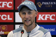 England's Joe Root speaks during a press conference, in Rawalpindi, Pakistan, Wednesday, Nov. 30, 2022. (AP Photo/Anjum Naveed)