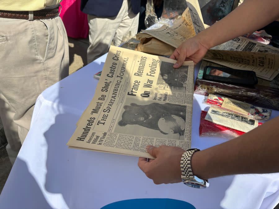 A Spartanburg Journal newspaper was in the time capsule.